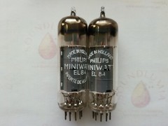 2x Philips Miniwatt EL84 6BQ5 D-getter Tubes – Sittard, NL 1955 rX1/rX2 – NOS