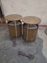 Vintage Pair Zenith Circle of Sound Speakers Wood Grain Round Retro Omni WORKING