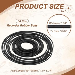 30Pcs Recorder Rubber Belts 40-135mm Mix Square Cassette Recorder(1mm Width)