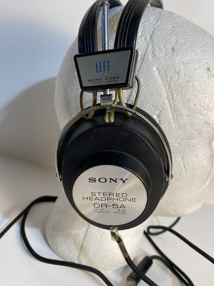 Vintage Sony DR-5A Stereo Headphones Over Ear 1960s Hi-Fi Working