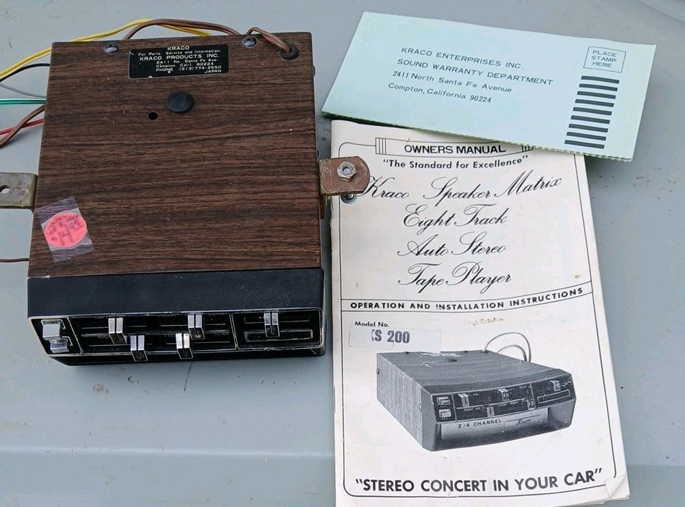 8 Track Kraco 2/4 Channel Auto Stereo with Matrix System Untested.
