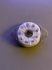 TUBE SOCKET – 9 Pin Loctal Ceramic – Chassis (TOP) Mount – Silver Plate – (1pc)