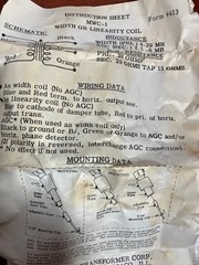 NOS Merit MWC-1 Width Linearity Control Coil CRT TV Part w/ Box Instructions 195