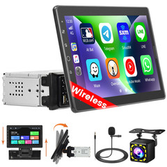 Hikity 10.1 Inch Single Din Car Stereo Carplay Android Auto Detachable Touch