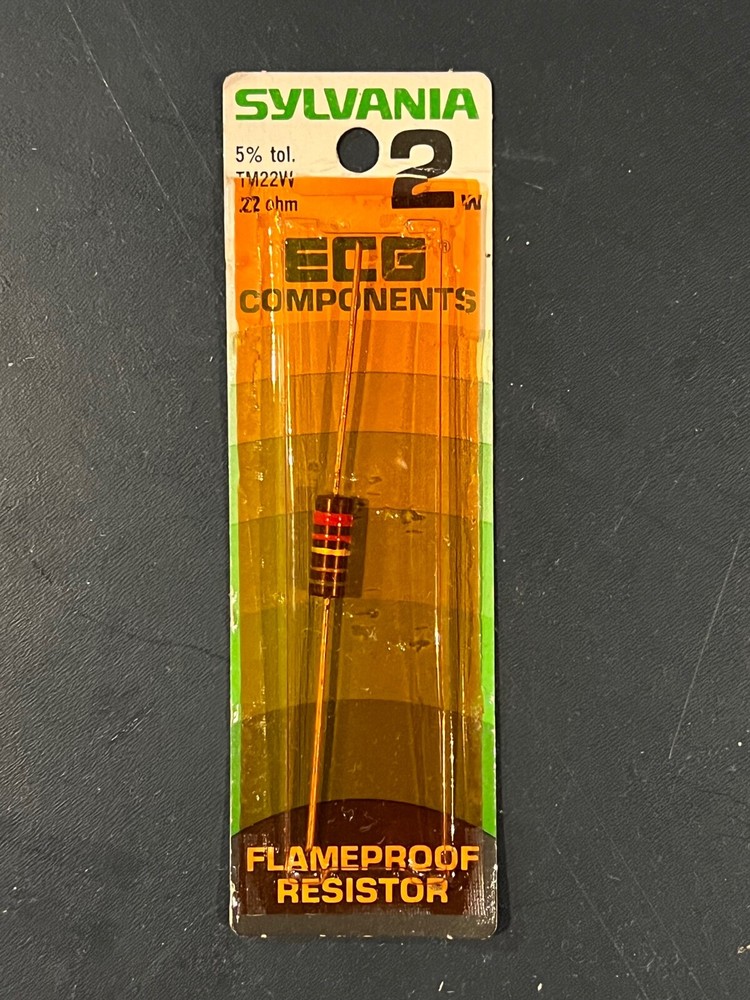 Vintage Sylvania TM22W Flameproof Resistor (only 1 in box) 2w .22ohm 5%