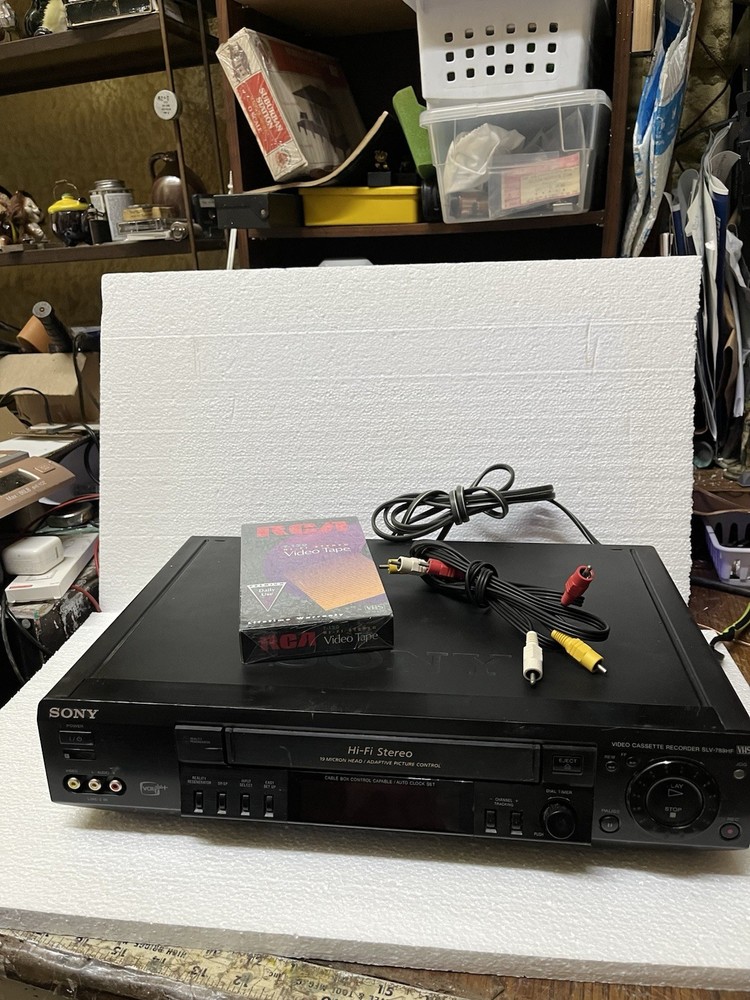 SONY VCR Plus+ VHS Player No Remote Control & AV Cord SLV-789HF Tested