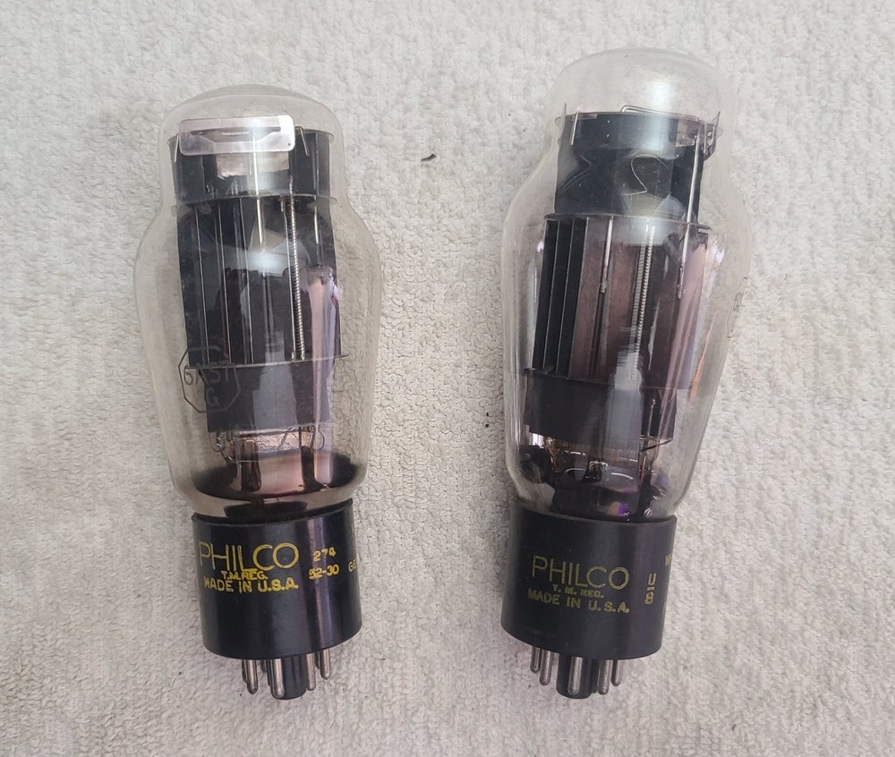 Pair Philco 6AS7G Black Plate Bottom [] Getter