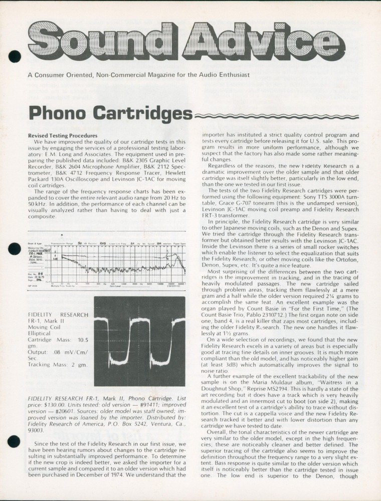 1976 Sound Advice Phono Cartridges Review Denon DL103 Win Labs HiFi Magazine