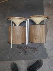 Vintage Pair Zenith Circle of Sound Speakers Wood Grain Round Retro Omni WORKING