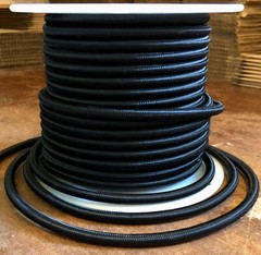 Black Rayon Cloth Covered 3-Wire Round Pulley Cord, Vintage Pendant Lights, Fans