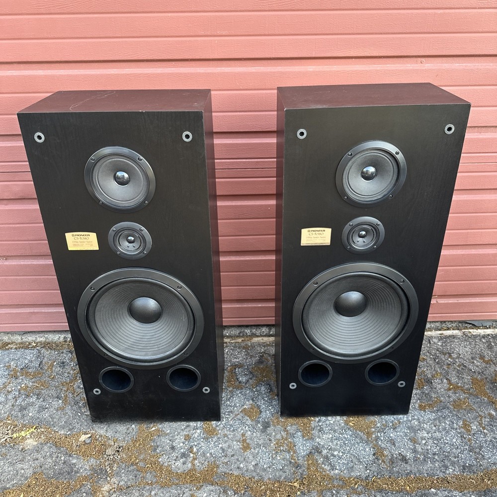 Pioneer CS-R580 3-Way Wood Floor Speakers Black Pair Tested
