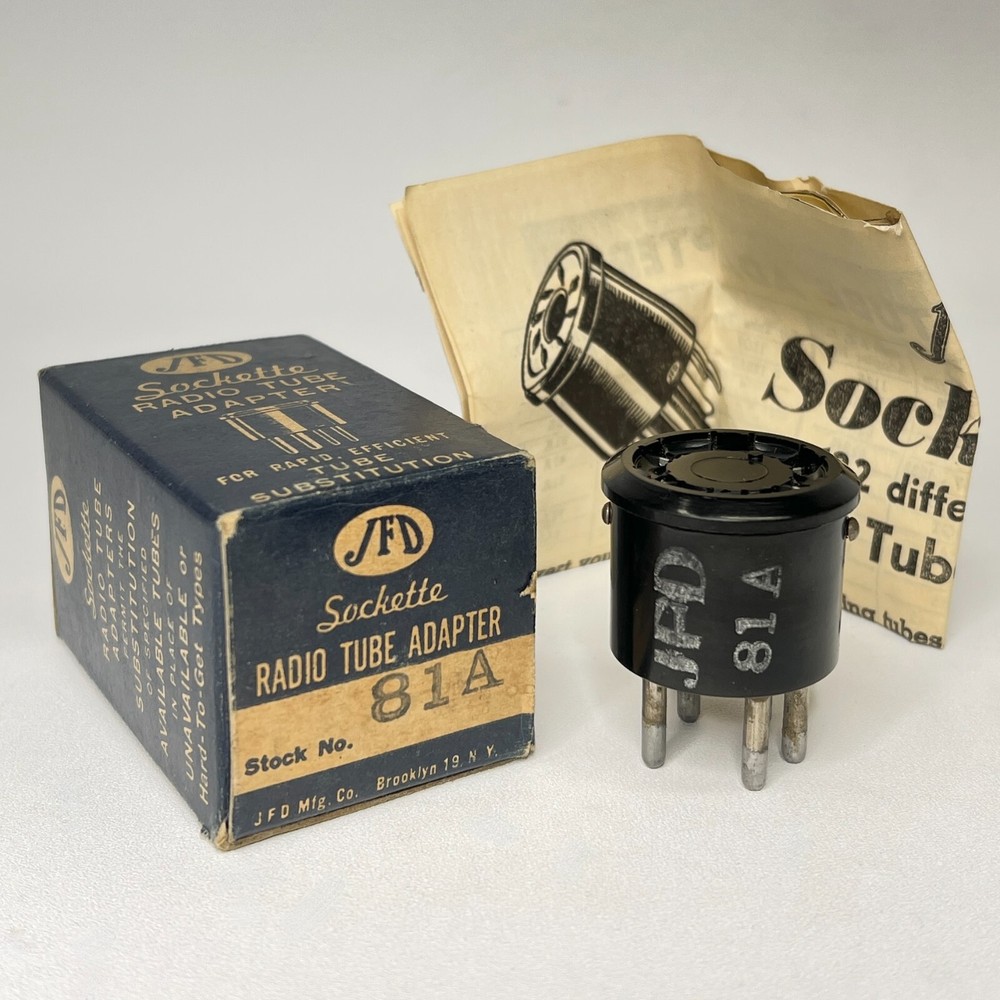 Vintage JFD Sockette 81A Radio Tube Socket Adapter Type 47 Tube to 2A5 Tube