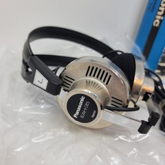 NOS Vintage Panasonic EAH-35 Velocity Type Stereo Headphones Retro Silver Black