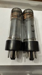 NOS gM Matched Pair AMPEREX GT Brittain 6CA7 EL34 Dimple Tops Grails