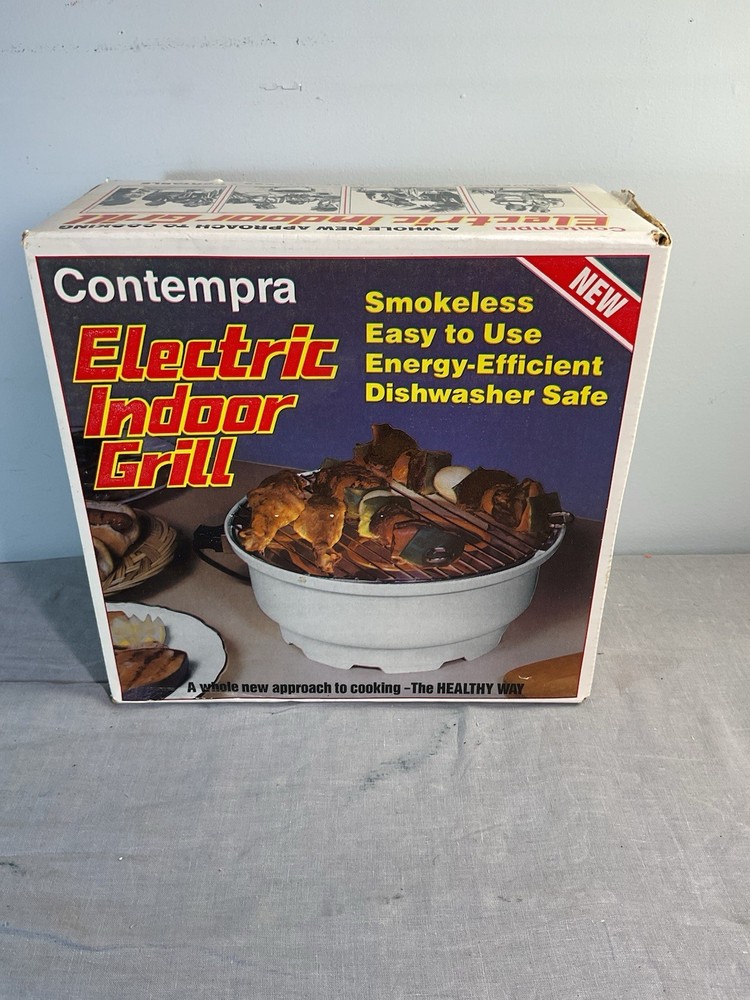 Vintage Contempra Electric Indoor BBQ Grill EIG-1 Vanilla 12” D New Open Box