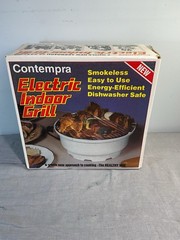 Vintage Contempra Electric Indoor BBQ Grill EIG-1 Vanilla 12” D New Open Box