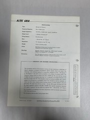 Original Vtg Altec Model 681A Omnidirectional Microphone Spec Sheet (A3)
