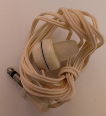 vintage 1950s-60s mono In-Ear Earbud 6.35mm with Leather Case made in JAPAN