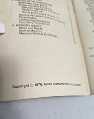 1976 Texas Instruments TI Business Analyst Calculator Owners Manual Original