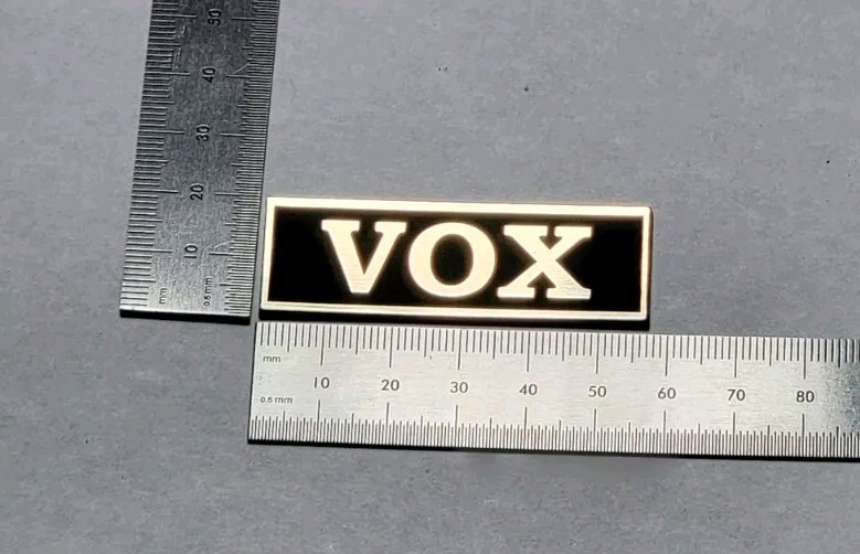 VOX Amplifier Badge Logo Emblem Custom Made Brushed Gold
