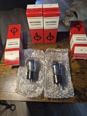 Matched Pair of 2 National Electronics Type 26 Vacuum Tubes- Box Filament Tested