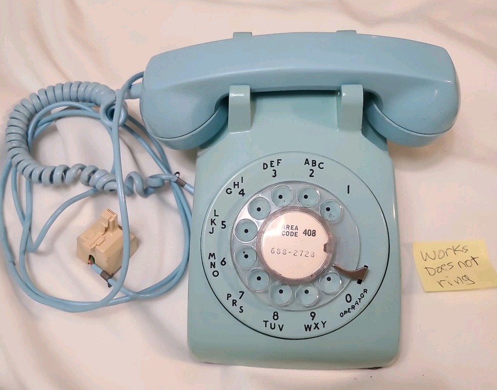 Lt Blue Rotary Dial Desk Phone by Bell Systems Western Electric 2-66 USA CD 500