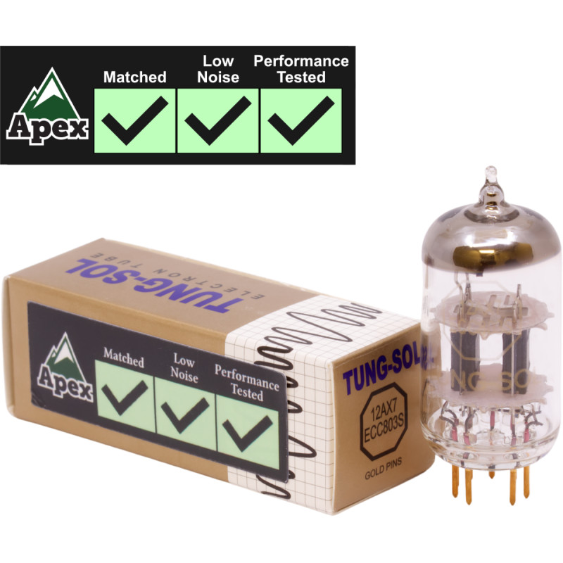 12AX7, Tung-Sol, Apex Performance, Matched & Performance Tested, Gold Pin
