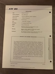 Vtg Original Altec 681A Omnidirectional Microphone Spec Sheet (A3)