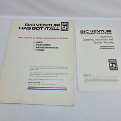 BIC Venturi Formula 2 4 Speaker Manual Brochure White Vintage 1977 Audio Tech