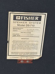 Fisher DS-710 3-Way Speaker System 8 Ohm Vintage Speakers 30 Watts VINTAGE RARE!