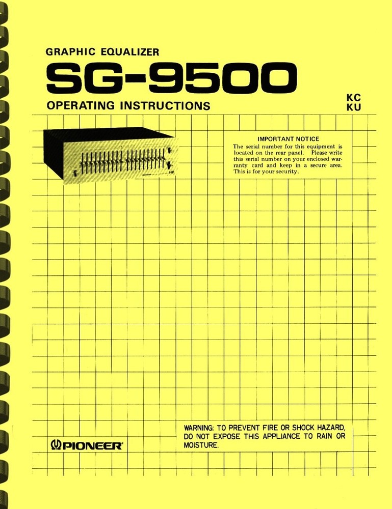 Pioneer SG-9500 Stereo Graphic Equalizer OWNER’S MANUAL and SERVICE MANUAL