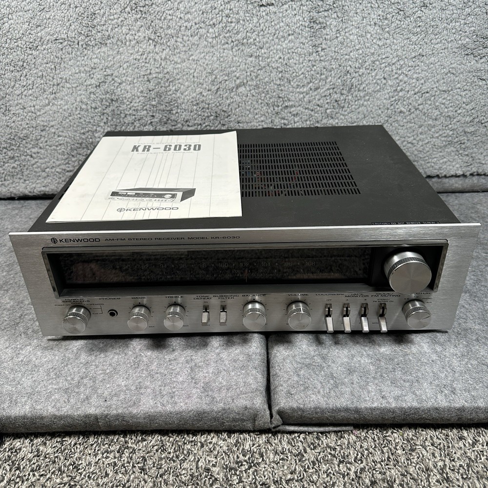 Vintage Kenwood KR-6030 AM/FM Stereo Receiver Silver Front 1970s TESTED & WORKS
