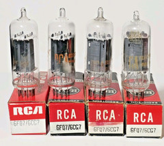 Matched Quad RCA 6FQ7 / 6CG7 Clear Top Tubes Tested NOS On TV – 7