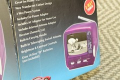 Vintage Lenoxx Sound TV-5I 5” Portable CRT Television Clear PURPLE Retro TV