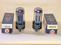 1960 Westinghouse 6SN7GTB ECC33 Tall Bottle Tubes, Matched Pair, Tested, NOS/NIB