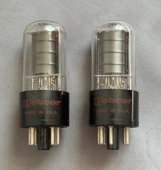 Matched Pair RCA 6V6GT Tubes Clear Top & Glass Black plates, Webcor labeled 1965