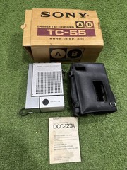 Sony Cassette Corder TC-55 Cassette Tape Recorder Leather Case W/box Untested