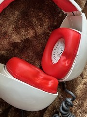 Vtg Zenith Headphones space age MCM White Red cord Japan