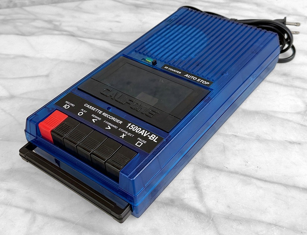 Vintage Califone 1500AV-BL Translucent Blue Cassette Tape Recorder