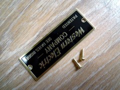 WESTERN ELECTRIC COMPANY NAMEPLATE LOGO LABEL BADGE – New reproduction for DIY