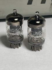MATCHED PAIR Red Tip JTL-5654 / 6AK5W Audio Vacuum Tubes TV-7 TESTED