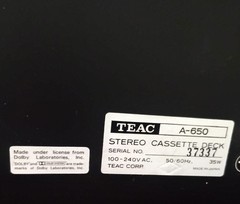 Rare Vintage Teac A-650 Stereo Cassette Deck Japan Sold For Repair UNTESTED