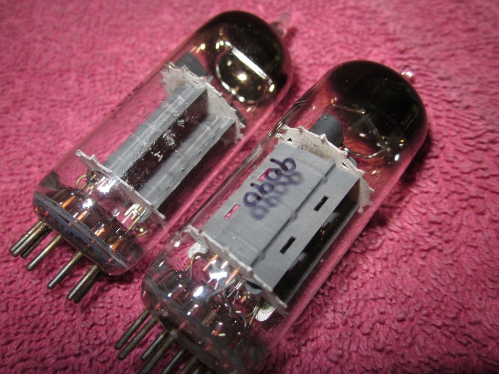 Matched Pair GE 12BH7A Horseshoe Getter Tubes 12BH7