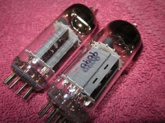 Matched Pair GE 12BH7A Horseshoe Getter Tubes 12BH7