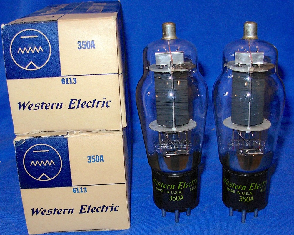 NOS / NIB Matched Pair Western Electric 350A Vacuum Tubes Same 1961 Date