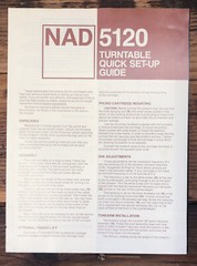NAD Model 5120 Record Player / Turntable Quick Setup Guide *Original*