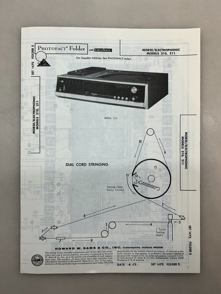 Morse 210 211 Service Manual Sams Photofact Free Shipping