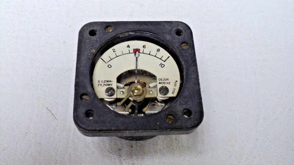 1958 DeJur MOD 112 DC Milliammeter 2mA 20MV Vintage Analog Panel Meter Gauge USA