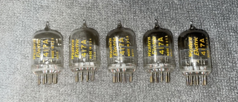 WESTERN ELECTRIC 417A’s 5 IDENTICAL N.O.S. TUBES SAME DATE CODES 1/60