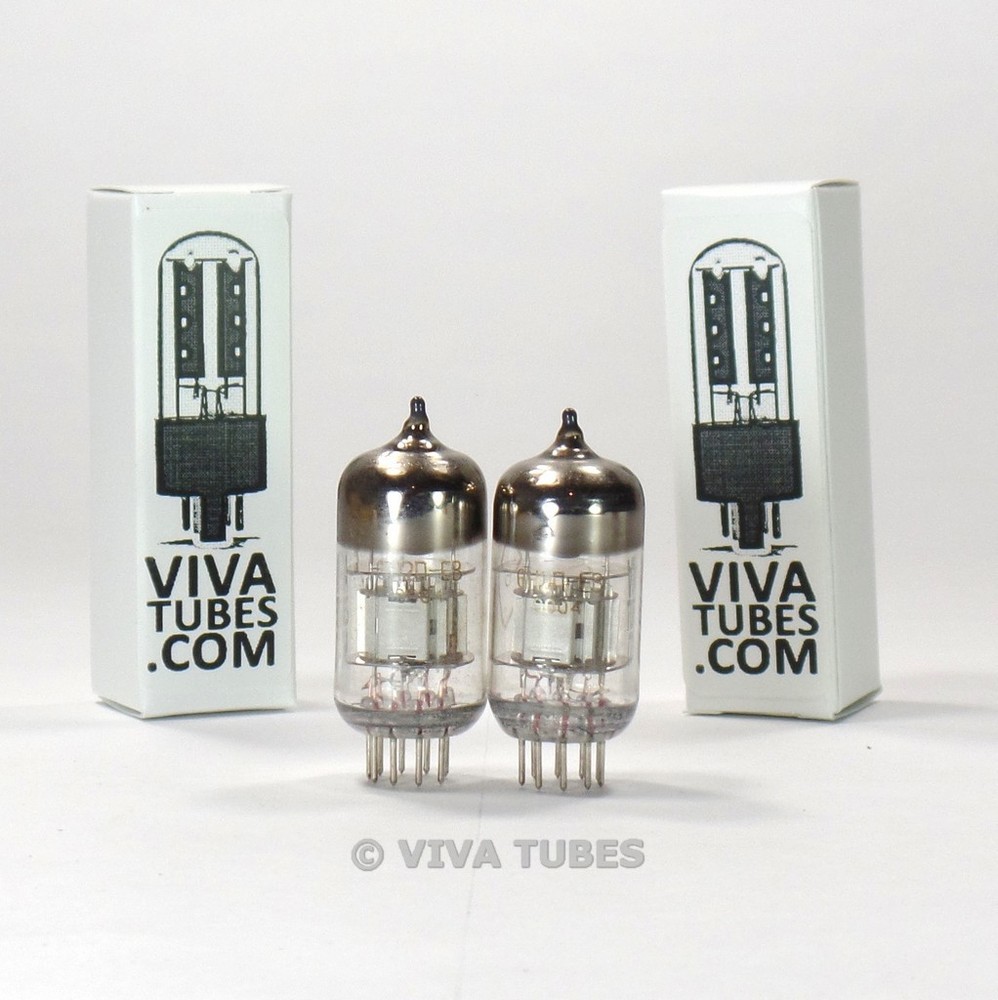 NOS Matched Pair Soviet Voskhod Rocket 6N2P-EV / EB SILVER SHIELD Vacuum Tubes